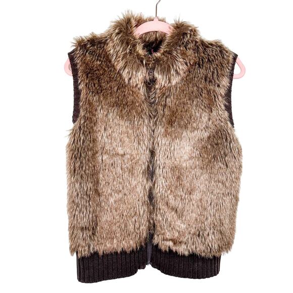 Y2K Faux Fur Sweater Vest Brown Bratz Style Vest - Picture 1 of 4